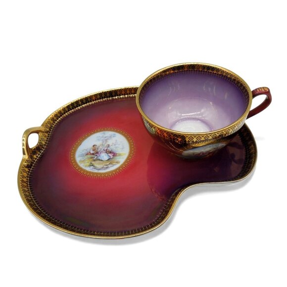 SOVEREIGN Cup And Kidney Shaped Tray Ceramic England Vintage - Picture 6 of 12